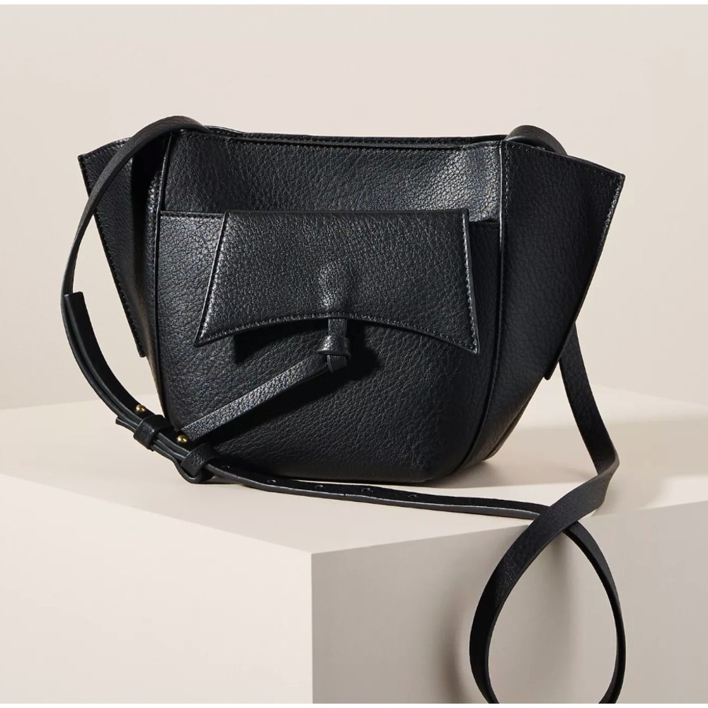 New Anthropologie Celeste Crossbody Bag OS Black Leather